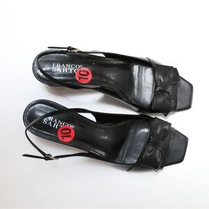Franco Sarto black block heel bow open toe shoes sandals narrow 10 fits 9.5